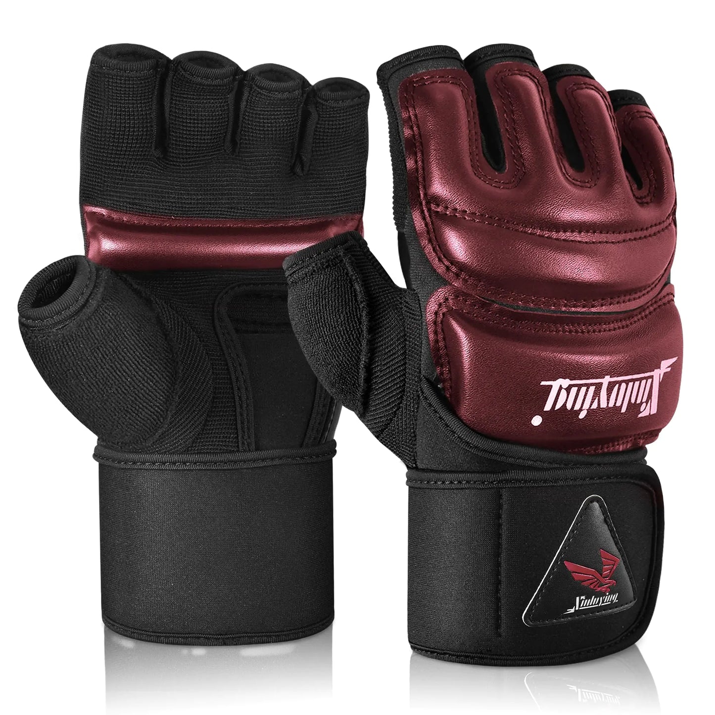 Xinluying MMA Gloves Punch Bag Training Martial Arts Sparring Grappling Kickboxing Muay Thai Boxing Gloves Thickened Knuckle Pads,Widen The Wristband,Fingerless Rub Resistance Mitts for Men Women