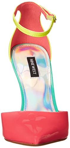 NINE WEST Women's FAIZ3 Pump, Neon Pink/Yellow, 7
