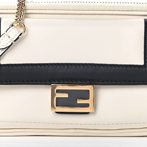 Fendi Vitello Grace Matte Bicolor Easy Baguette Black White 8BS044