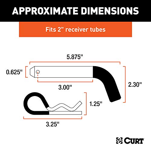 CURT 21510 Trailer Hitch Pin & Clip with Vinyl-Coated Grip, 5/8-Inch Diameter, Fits 2-Inch Receiver