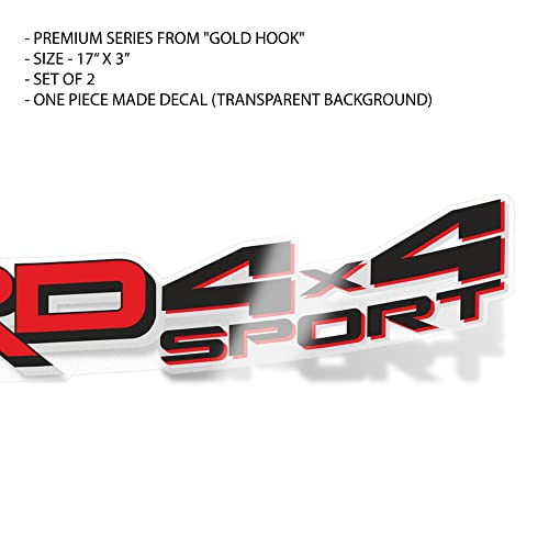 TRD 4x4 Sport Decals for Tacoma Tundra Replacement Bedside Stickers 2022 2023 (Set of 2) (Black/Red/Silver)