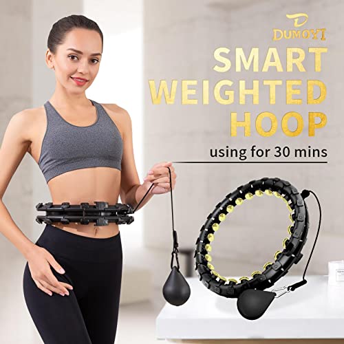 Dumoyi Smart Weighted Hula Hoop for Adults Weight Loss, 24 Detachable Knots Infinity Hoop, 2 in 1 Adomen Fitness Massage Workout Equipment, Great for Exercise and Fitness