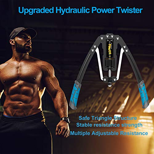 Tepemccu Hydraulic Power Twister Adjustable Arm-Exerciser - Home Chest Expander 22-440lbs, Home Fitness Equipment Bar for Men and Women with Resistance (Blue)