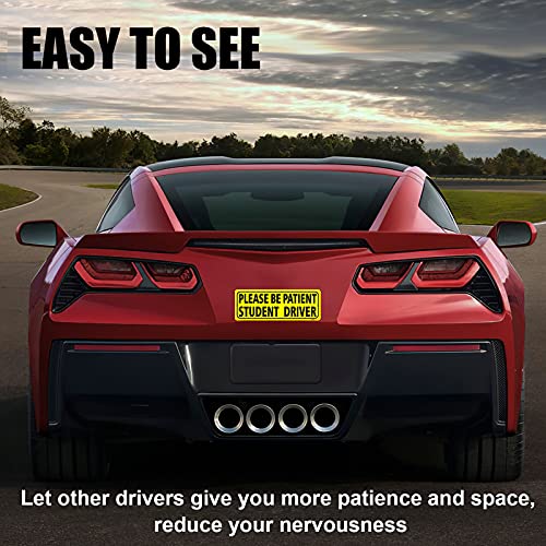 BOKA Student Driver Magnet for Car, 3 Pcs High Reflective Vehicle Bumper Magnet Safety Sign, Stronger Magnetic Bumper Sticker for New Driver Novice in Yellow, Easy to Notice (Upgraded of Large Font)