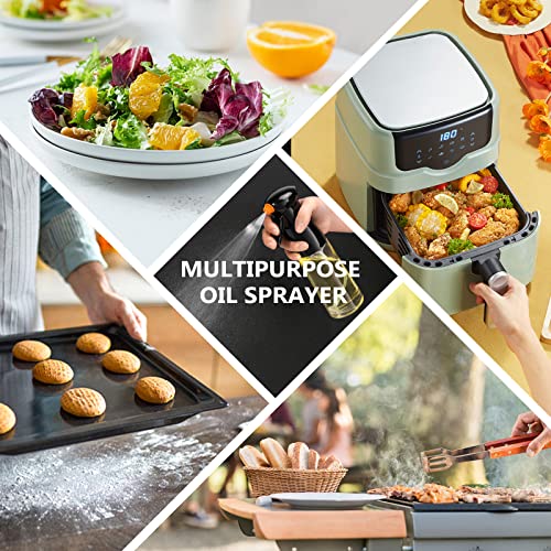Oil Sprayer for Cooking, Olive Oil Dispenser Set Food Grade Glass Bottle, 7oz 200ml Oil Mister with 1.7oz Vinegar Cruets for Baking Salad BBQ Air Fryer Grilling Roasting Kitchen Accessories