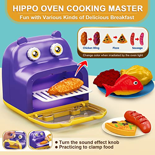 Pretend Play Kitchen Accessories Set Kitchen Toys - Kids Cooking Toys Set, Oven/ Coffee Machine/ Bread Toaster Playset, Fake Play Food Set for Toddlers, Cookware Utensils Learning Gifts for Girls Boys
