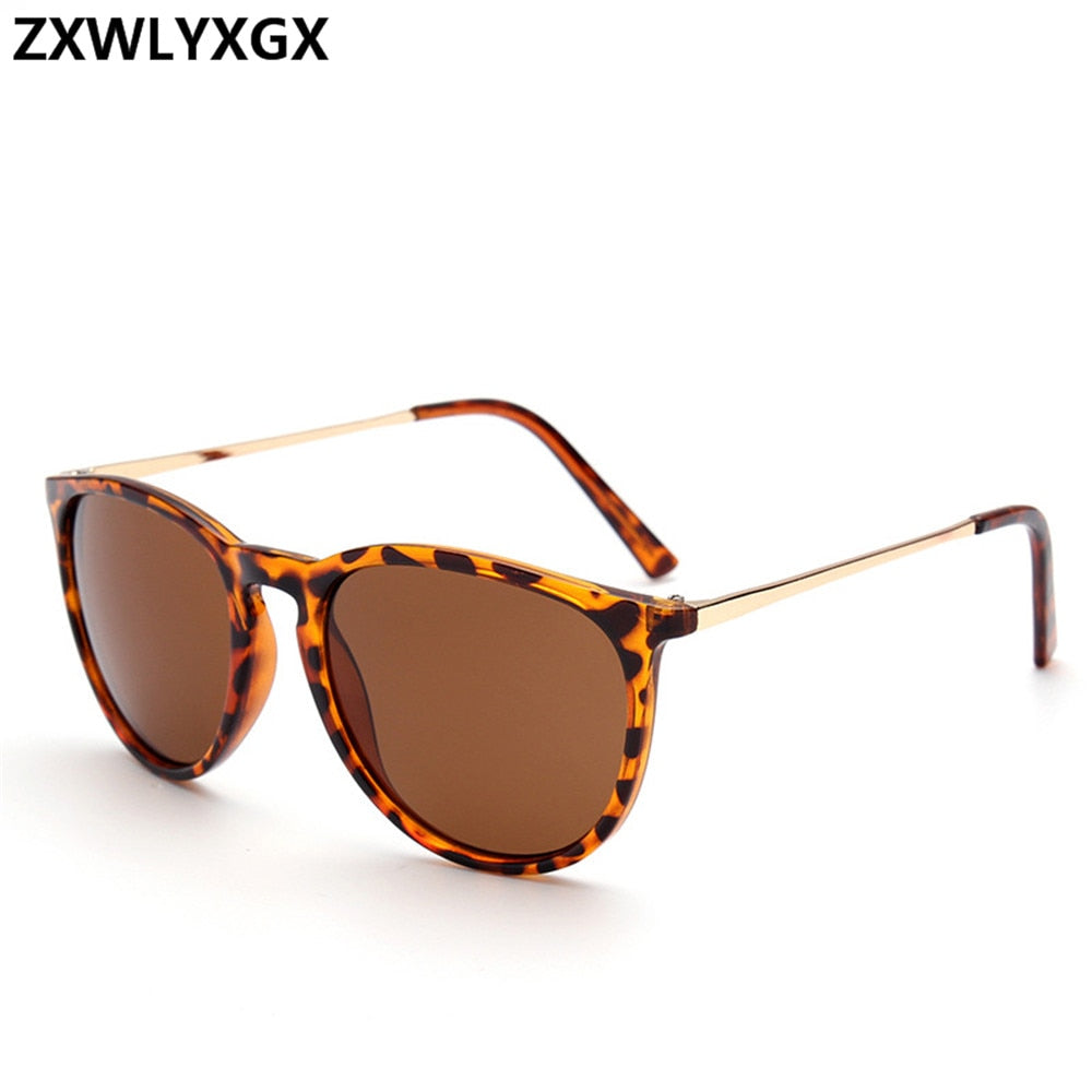 ZXWLYXGX Retro Male Round Sunglasses Women Men Brand Designer Sun Glasses For Lady Alloy Mirror Oculos De Sol