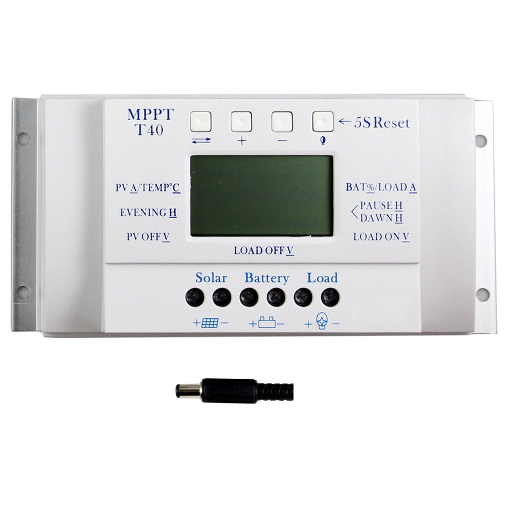 MPPT T40 40A Solar Charge Regulator 12V 24V Auto LCD Display Controller with Load Dual Timer Control for Street Light System
