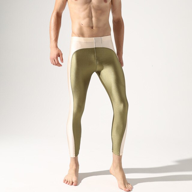 Sexy Mens Leggings Men Running Tights Compression Pants Contrast Color Male Gym Sport Leggins Workout Training Tight Pant Wear