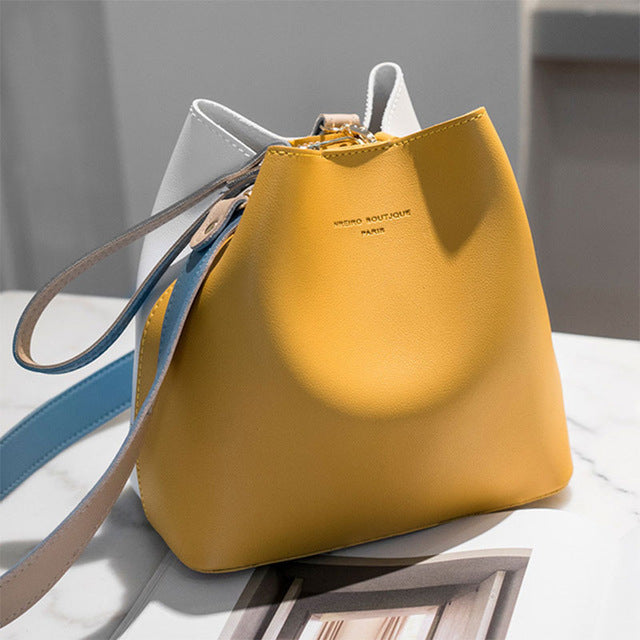 Tonny Kizz panelled bags for women shoulder handbag leather female crossbody bags large capacity ladies hand bags yellow color