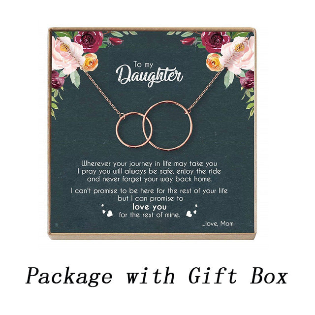 Rose Gold Necklace Women Infinity Double Circles Pendant Two Interlocking Choker Necklaces & Pendant For Daughter From Mom