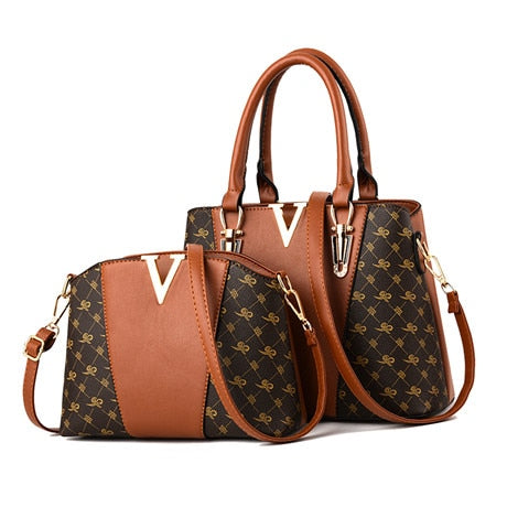 Luxury Brand Designer Women Bags Set 2Pcs Leather Handbag Tote Ladies Hand Bags Sac a Main Femme De Marque Luxe Cuir 2020 Femme