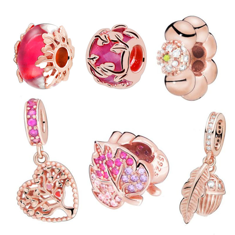100% Original Silver Sparkling Pave Leaf Charming Beads fit Original Pandora Bracelets DIY Jewelry