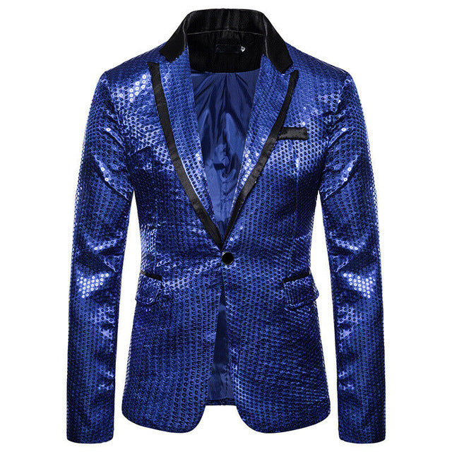 Stylish Men's Blazer Casual Slim Fitness Formal One Button Office Suit Blazer Coat Top Sequins Suit Jacket Masculino Blazers Men