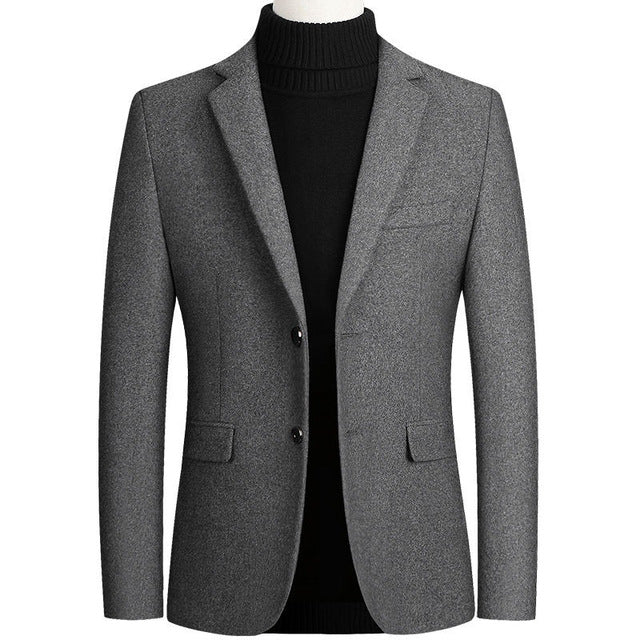 Riinr Brand Men Wool Blends Suit Autumn Winter New Solid Color High Quality Men's Wool Suit Luxurious Wool Blends Suit Male
