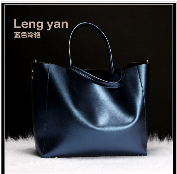 Europea Silver Genuine Leather Women Bags 2020 Large Purses and Handbags High Capacity Shopping Ladies Big handle Hand Bag Tot