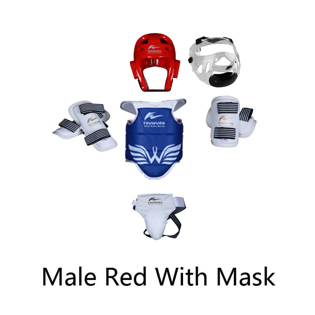Taekwondo protector set 5pc Sparring Equipment children adult head foot protection Karate boxing sports