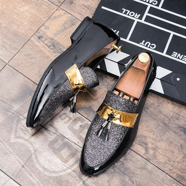 ROMMEDAL Flats Leather Casual Men Shoes For Man 2019 Hot Sale Oxford Wedding Dress Party Male Glitter Formal Footwear Wholesale