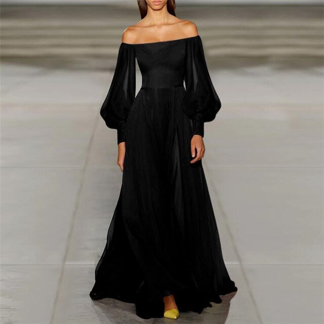 Sexy Women's Formal Maxi Long Dress Sexy Evening Party Boho Holiday Vintage Maxi Dress Long Lantern Sleeve Casual Long Dresses