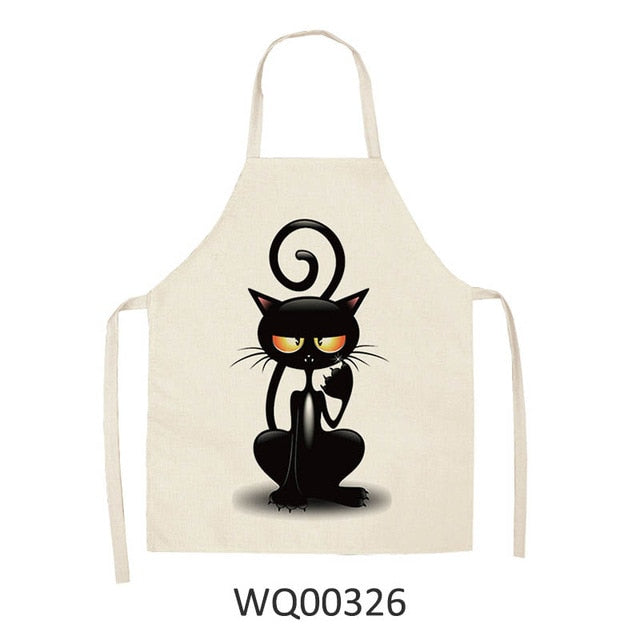 Kitty Cooking Apron Delantal de cocina con estampado de gato de dibujos animados bonito delantal impermeable de lino de algodón fácil de limpiar herramientas para el hogar 12 estilos para elegir