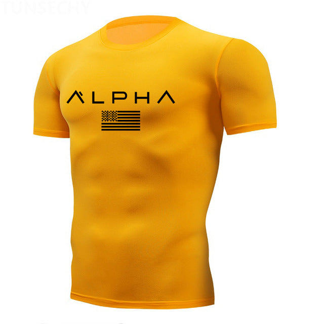 Running Shirts Men Short Sleeve Quick Dry Compression tshirt Fitness Tights Sport Shirt Men Gym jogging t shirt Sports Wear