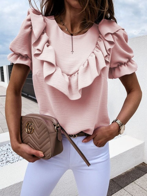 2020 Spring Women Blouses Befree Sexy Long Sleeve Ruffles Loose Elegant Vintage Casual Big Large Pluse Sizes Tops Office Shirts