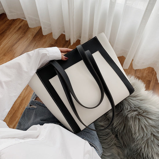 Contrast Color PU Leather Shoulder Bags For Women 2020 Female Luxury High Capacity Handbags Lady Winter Quality Hand Bag