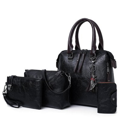 New Ladies Handbags Women Composite Bags Female PU Leather Shoulder Messenger Bags Tote 4pcs/Set Hand Bag High Quality