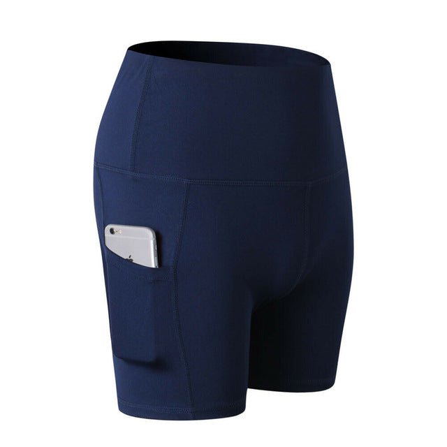 Women's High Waist Sports Short Workout Running Fitness Leggings Female Yoga Shorts Gym Yoga Leggings With Side Pocket