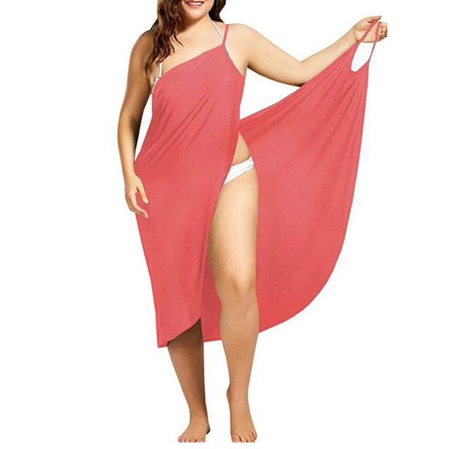 Women Beach Dress Sexy Sling Becah Wear Dress Sarong Bilini Cover Up Warp Pareo Dresses Towel Backless Swimwear Femme Plus Size