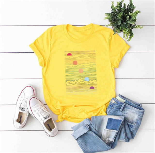 Elimiiya Abstract T shirt Women Oversized Print T-shirt Short Sleeve O-Neck Womens clothing Ladies Tops Tees 2020 Summer Top