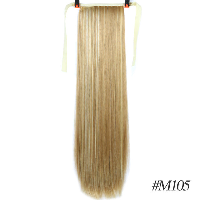 MSTN 30-Inch Synthetic Hair Fiber Heat-Resistant Straight Hair With Ponytail Hair Extended Black Brown Headwear
