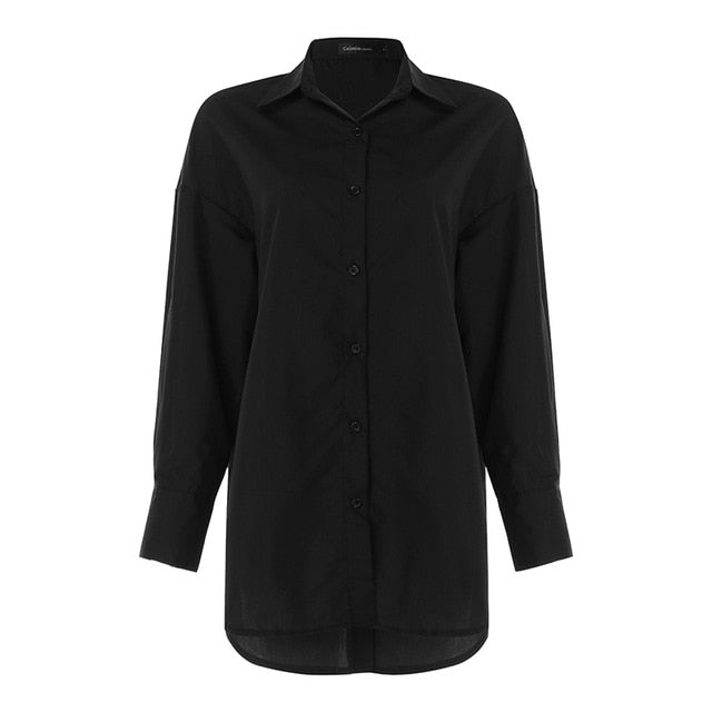 Women's Blouse 2020 Fashion White Shirts Celmia Lapel Casual Solid Long Sleeve Buttons Asymmetric Tops Ladies Baggy Blusas S-5XL