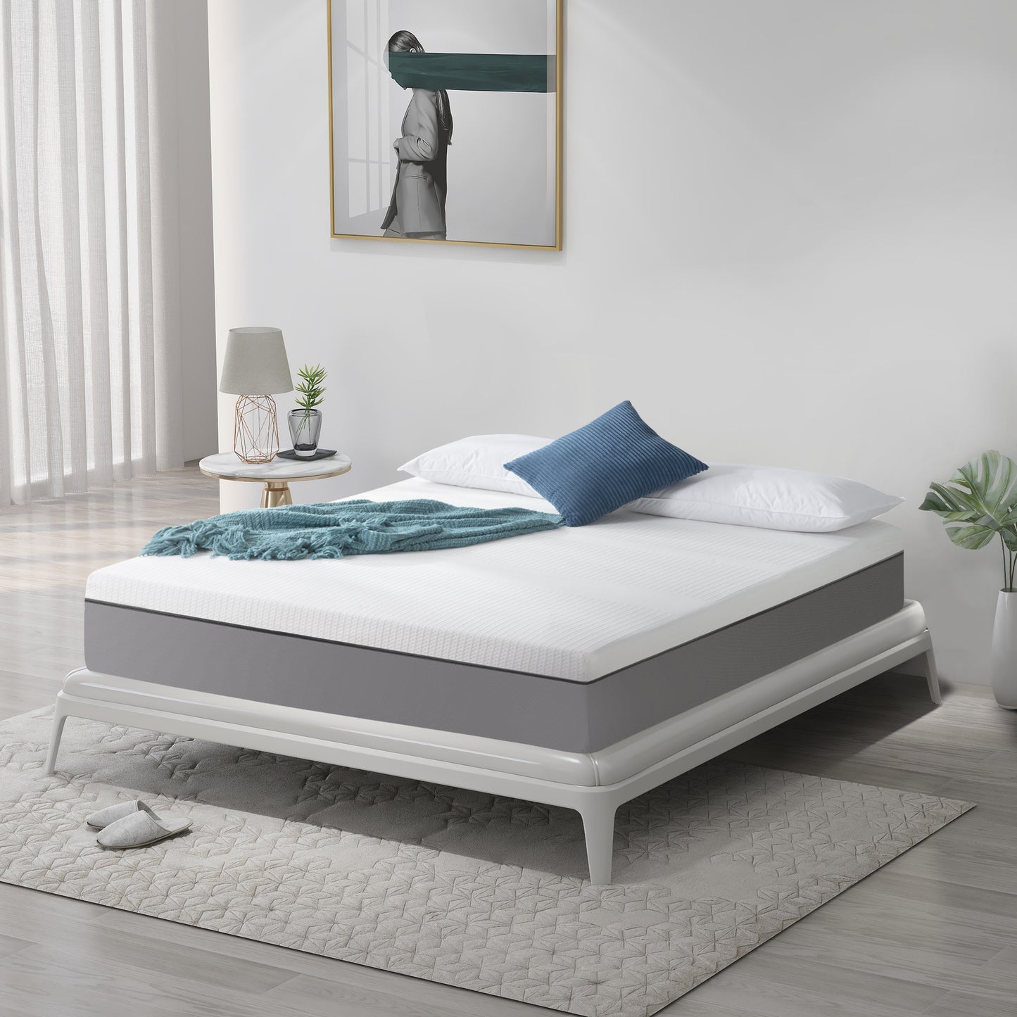 Mattress Memory Foam Bedspread 12 Inches Gel & Charcoal King Size Soft Bedroom Mattress Home Furniture Comfortable Mat