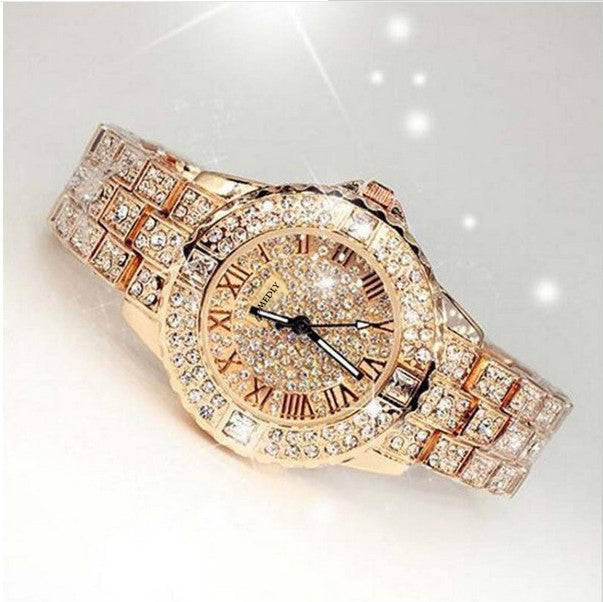 Bling Rhinestone Luxury Steel Quartz Watch Women Clock Female Ladies Dress Wristwatch Gift Silver Gold 2018 Relojes Mujer