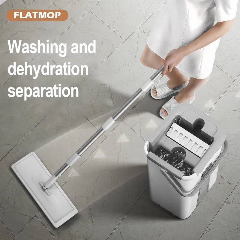 Mops Magic Floor Mop Squeeze Mop With Bucket Flat Bucket Rotating Mop For Wash Floor Cleaning House Home Cleaner Easy Mops