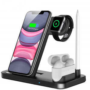 15W Qi Fast Wireless Charger Stand For iPhone 11 12 X 8 Apple Watch 4 in 1 Foldable Charging Dock Station for Airpods Pro iWatch