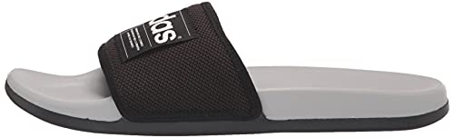 adidas unisex adult Adilette Comfort Slide Sandal, Black/White/Grey, 12 US
