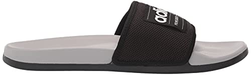 adidas unisex adult Adilette Comfort Slide Sandal, Black/White/Grey, 12 US