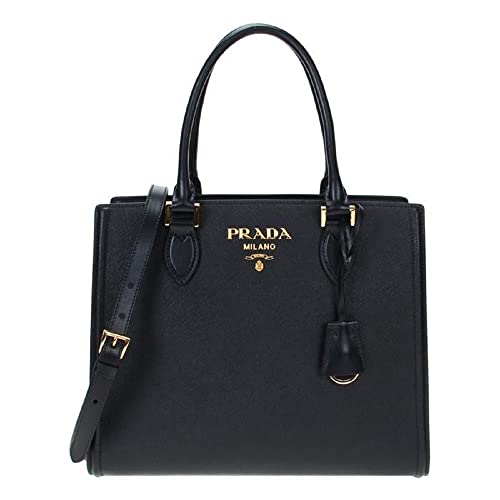 Prada Saffiano Lux Black Medium Satchel Handbag 1BA227