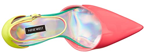 NINE WEST Women's FAIZ3 Pump, Neon Pink/Yellow, 7