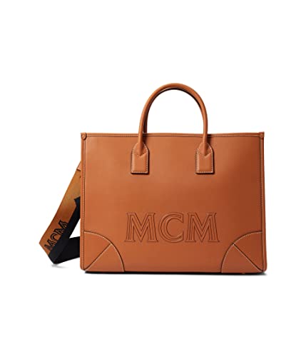 MCM Women's MUNCHEN TOTE LARGE, Cognac, Brown, One Size