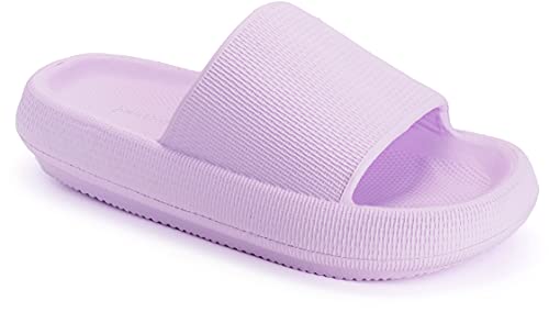 Joomra Womens Shower Slippers Slides Cloud Cushioned for Lady Quick Drying Massage Foam Female Pillow House Indoor Pool Beach Spa House Garden Sandals for Ladies Sandles Purple 40-41