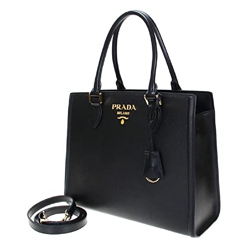 Prada Saffiano Lux Black Medium Satchel Handbag 1BA227