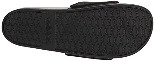adidas unisex adult Adilette Comfort Slide Sandal, Black/White/Grey, 12 US