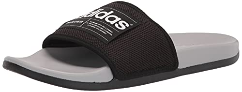 adidas unisex adult Adilette Comfort Slide Sandal, Black/White/Grey, 12 US