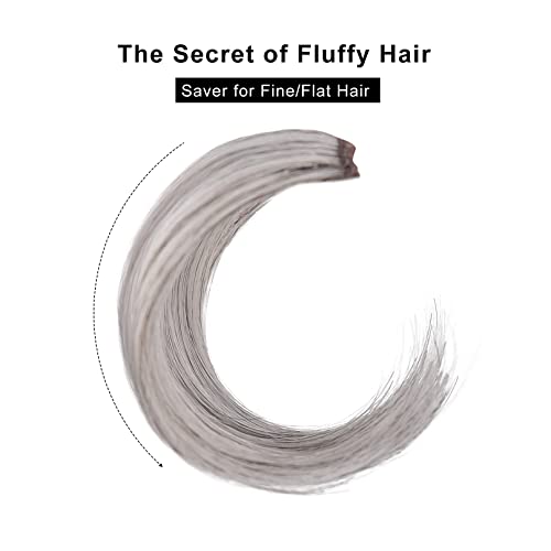 REECHO 2 pack 4 inch Short Thick Hairpieces Adding Extra Hair Volume Clip in Hair Extensions Hair Topper for Thinning Hair Women Color Grey/Brown/Silver/White Mixed