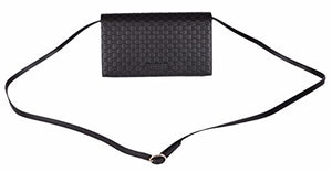 Gucci Women's Leather Micro GG Guccissima Mini Crossbody Wallet Bag Purse (Black)