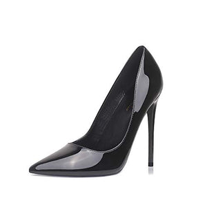 GENSHUO Women Fashion Pointed Toe High Heel Pumps Sexy Slip On Stiletto Party Shoes (All Black, Numeric_9)