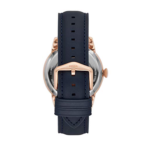 Fossil Men's Townsman Automatic Stainless Steel and Leather Two-Hand Subeye Watch, Color: Rose Gold/Navy (Model: ME3171)